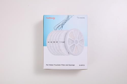 FEELNEEDY - Fuente de agua inalámbrica para gatos y perros, 3.5 litros, 6 filtros y 6 esponjas de repuesto