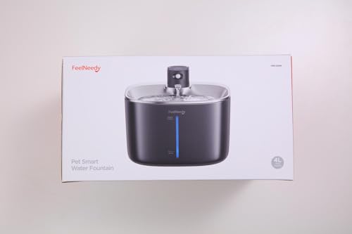 Fuente de Agua FEELNEEDY Negra Inalámbrica Ultra Silenciosa con Sensor de Movimiento y 2 Filtros para Gatos y Perros