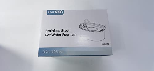 Fuente de Agua para Gatos SOOFPET Acero Inoxidable Automática con Bomba Silenciosa 3,2 l para Múltiples Mascotas