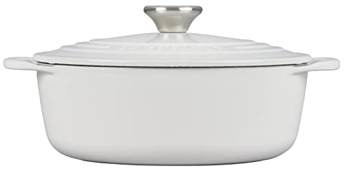 Le Creuset Horno redondo poco profundo de hierro fundido esmaltado, 2.75 cuartos de galón, blanco