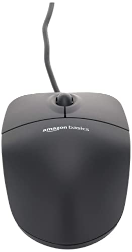 Ratón USB Amazon Basics Negro con Cable de 3 Botones