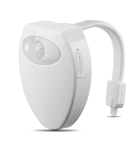 Luz nocturna de inodoro, recargable LED de inducción de movimiento para baño, sensor de luz nocturna de 8 colores con cable USB, ideal para entrenamiento de orinal