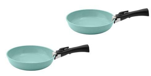 JADECOOK 2 Baterias de Cocina JADE SMART 10 Piezas Ahorra Espacio con el Mango Removible Recubrimiento Antiadherente Sarten 20 cm Cacerola 20 cm Wok 24 cm Libre de Toxicos Set de Ollas para Cocina