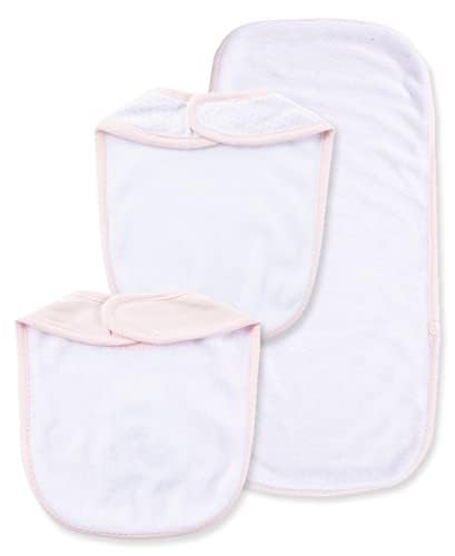 Little Me Conjunto de babero y eructo de 3 piezas para niña, Rosa, (Pink/Bear), Talla única