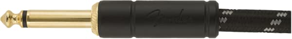 Fender Deluxe Series - Cable para instrumentos, recto/ángulo, tweed negro, 10 pies
