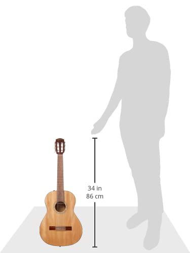 Fender Kit de inicio de guitarra acústica de tamaño 3/4 para principiantes con cuerdas de nailon, bolsa, afinador, correa y garantía de 2 años