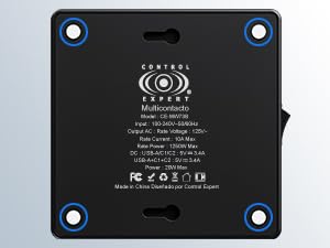 CONTROL EXPERT Multicontacto extensión USB, Conector Multiple con 4 Salidas, 1 Puerto USB, 2 Tipo C, Conector Multiple Adaptador, Extension Electrica con Protector de Sobretensión (Negro)