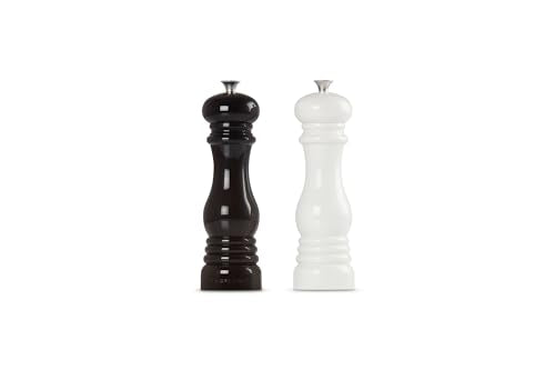 Le Creuset - Juego de molino de sal y pimienta, 8 x 5 1/2 pulgadas cada uno, blanco y negro