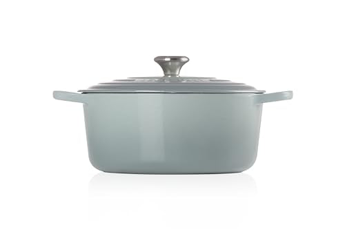 Le Creuset Horno holandés redondo de hierro fundido esmaltado con tapa, 7.25 cuartos de galón, sal marina