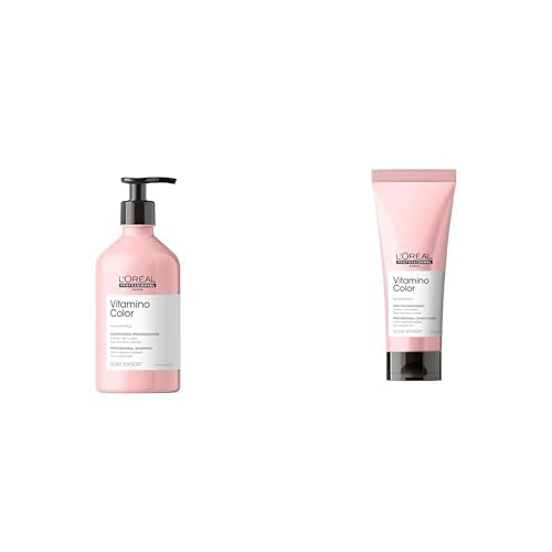 L'Oréal Professionnel Shampoo Anti Deslave Vitamino Color | Hidrata, Nutre Y Protege el color | 500ML + Acondicionador Anti Deslave Vitamino Color | Protege el Color del Cabello Hasta Por 8 Semanas