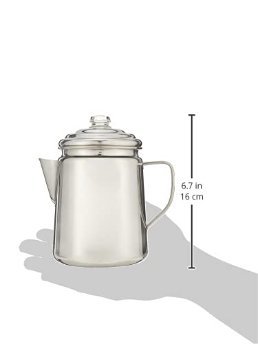 Coleman - Cafetera Percoladora de acero inoxidable con capacidad de 12 tazas, ligera, sin filtro, duradera al aire última intervensión para camping, mochileros, caravanas, fogatas y más