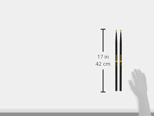 ProMark Baquetas Bateria - Rebound 7A Drumsticks - ActiveGrip - Se vuelve más pegajoso a medida que las manos sudan - Acabado de agarre activo, Punta de Bellota, Madera de nogal americano - 1 par