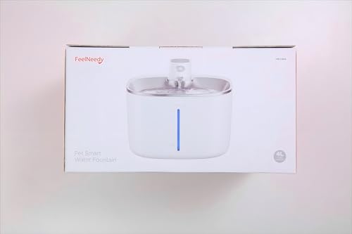 Fuente de Agua Inalámbrica Feelneedy Blanco Sensor de Movimiento Ultra Silenciosa para Mascotas 4L para Gatos y Perros