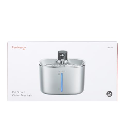 Fuente de Agua FEELNEEDY Acero Inoxidable con Sensor de Movimiento para Gatos y Perros