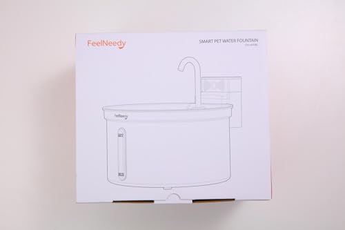 Fuente de agua inalámbrica para gatos [separación de agua y batería] FEELNEEDY Dispensador de agua para mascotas con sensor de movimiento, 3.5 l/12 onzas 4000 mAh con pilas para gatos, perros con 6