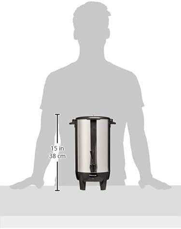 Cafetera Percoladora Taurus, 40 Tazas, Cuerpo de Acero Inoxidable, Filtro Permanente Lavable, Sistema para Servir con Una Mano, color plata, modelo COLUMBA