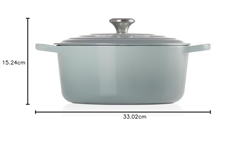 Le Creuset Horno holandés redondo de hierro fundido esmaltado con tapa, 7.25 cuartos de galón, sal marina