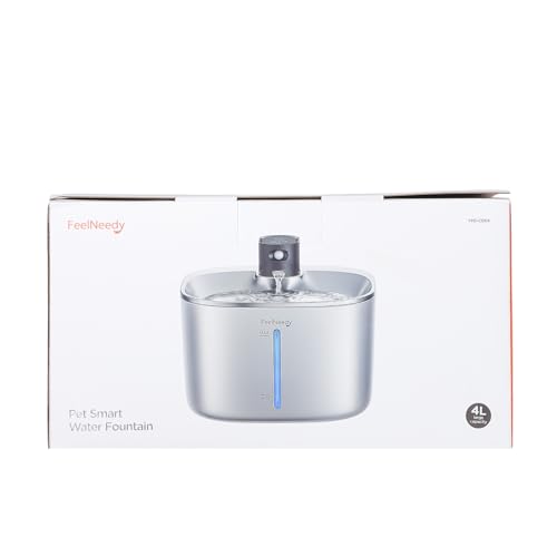 Fuente de Agua FEELNEEDY Acero Inoxidable con Sensor de Movimiento para Gatos y Perros