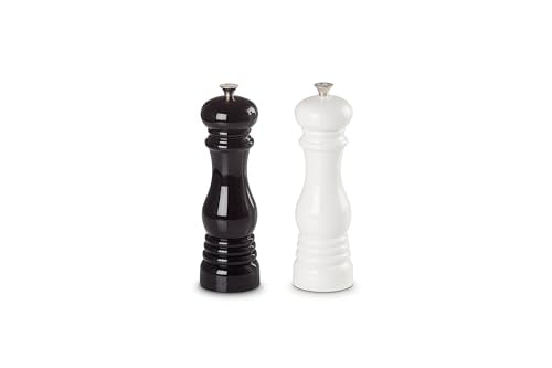 Le Creuset - Juego de molino de sal y pimienta, 8 x 5 1/2 pulgadas cada uno, blanco y negro