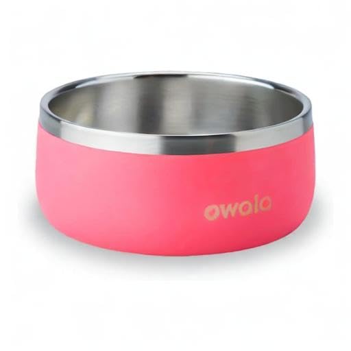 Tazón para Mascotas Owala Rosa Base Antideslizante Acero Inoxidable 24 Onzas