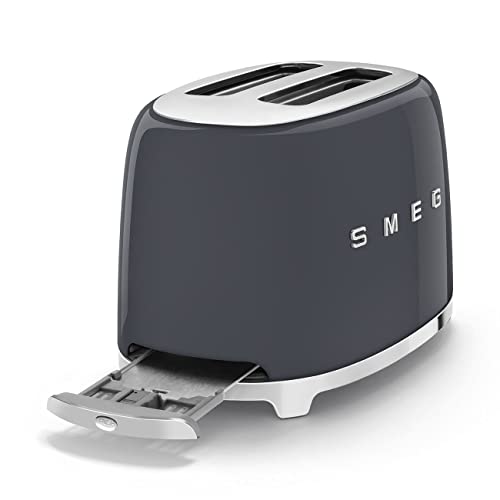 SMEG tostador estética de estilo retro de los años 50 de 2 rebanadas en gris pizarrón