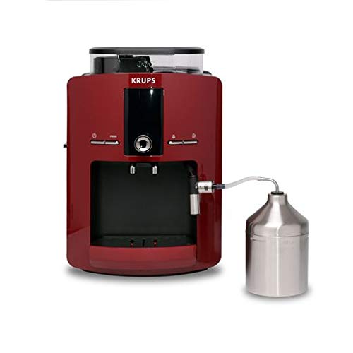 KRUPS Espresseria automática roja, es como un barista en casa gracias a su sistema Quattro Force, 1450 W, con molino integrado de 3 niveles. Capacidad 1.8 L, EA825511