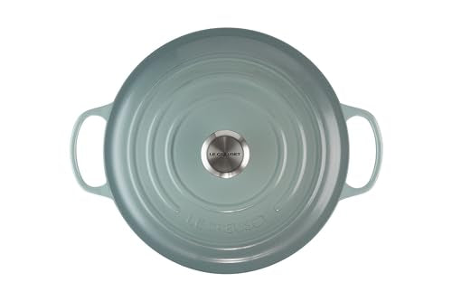 Le Creuset Horno holandés redondo de hierro fundido esmaltado con tapa, 7.25 cuartos de galón, sal marina