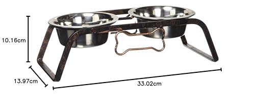 Loving Pets Black Label Collection Plato Elevado para Perros Rústico, Cobre