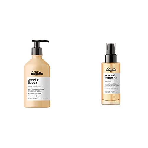 L'Oreal Professionnel Shampoo Reparador Para Cabello Danado 500 Ml Serie Expert Absolut Repair Gold + L'Oreal Professionnel Suero reparador de cabello danado 90 ml serie expert absolut repair gold