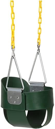 Eastern Jungle Gym - Asiento de Columpio para niños pequeños con Respaldo Alto, Cadenas de Columpio recubiertas Totalmente montadas, Accesorio de Juego de Columpio Verde
