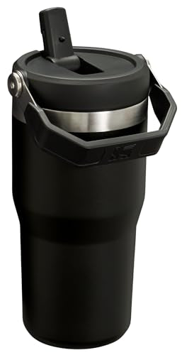 Vaso Stanley IceFlow Negro 2.0 con Asa y Pajita Abatible Resistente a Fugas de 20 Onzas