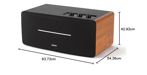 Edifier Altavoz de estantería D12 - Altavoz Bluetooth estéreo de Escritorio Integrado - Altavoz de computadora inalámbrico para Uso de Escritorio - 70 vatios RMS con Salida de línea de subwoofer