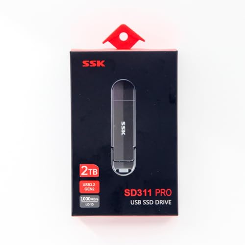 Disco Duro Externo SSD SSK Negro 2 TB USB 3.2 Gen 2 Tipo C y USB A