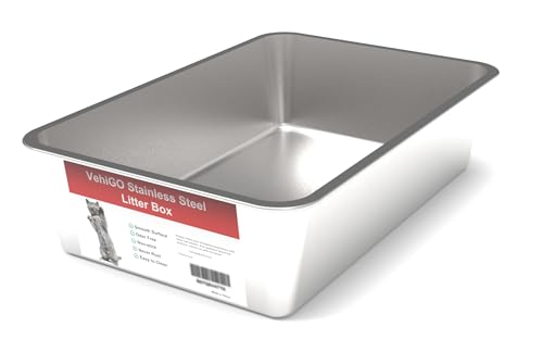 Caja de Arena para Gatos VehiGo Metal Extragrande Acero Inoxidable Resistente Superficie Lisa Fácil de Limpiar