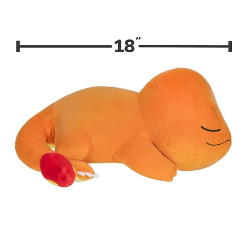Peluche Pokemon Charmander Naranja Felpa Premium 18 Pulgadas en Postura para Dormir