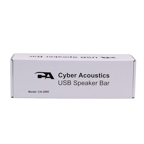 Cyber Acoustics Barra de Altavoces USB (CA-2890) – Altavoz estéreo Alimentado por USB, se sujeta fácilmente al Monitor, Controles convenientes