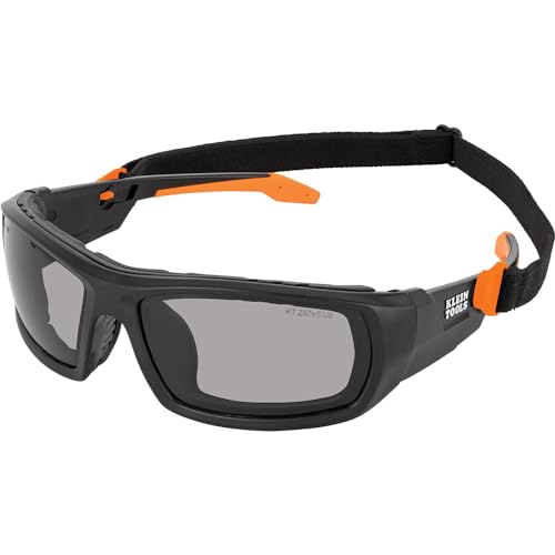 Klein Tools 60471 - anteojos de seguridad ANSI Z87.1+ Pro con junta de marco completo, lentes grises, protección UV, antivaho, resistentes a los arañazos