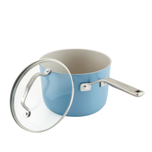 KitchenAid - Juego de utensilios de cocina antiadherentes de cerámica anodizada dura de 9 piezas, incluye sartenes, cacerola, olla de almacenamiento, calefacción duradera, uniforme, apta para horno