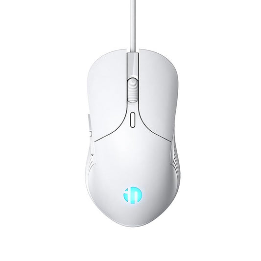 Mouse Gamer TECHWOLF Blanco USB RGB 4 Colores 6 Botones dpi Ajustable 7200 Clic Silencioso Diseño Ergonómico para Juegos y Oficina