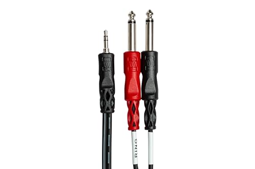 Hosa CMP-153 - Cable de conexión estéreo de 3.5 mm TRS a doble 1/4 pulgada TS, 91.50 cm, Negro, 1-Pack