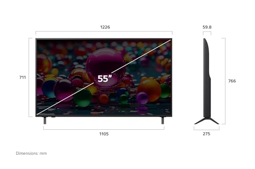 LG Serie UA7000 4K Smart TV de 55 Pulgadas, procesador α7 AI 4K, mapeo dinámico de Tonos, Alexa Ready, HDR10, HGIG, ALLM, WebOS 25, Wi-Fi, Bluetooth, Mejora de la AI, Sonido de AI, Canales LG