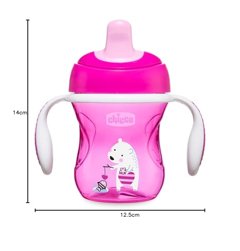 CHICCO, Vaso Entrenador con Boquilla Blanda, 6m+, Color Rosa,