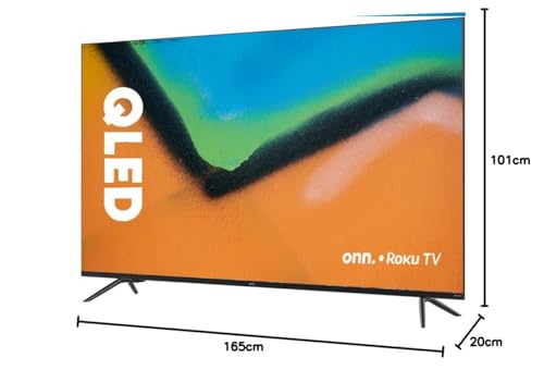 Televisión QLED ONN 75 Pulgadas 4K 2160p Smart Roku HDR Compatible con Alexa y Google Assistant Reacondicionado
