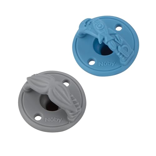 Chupetes Nuby Lazo Morado y Flores Rosas Silicona 3D con Mango Suave y Agujeros de Aire para Bebé