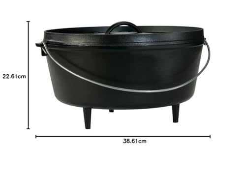 Lodge - Horno holandés de hierro fundido presazonado de 10 cuartos con tapa, doble asa, uso en el horno, en la estufa, en la parrilla o sobre la fogata, color negro