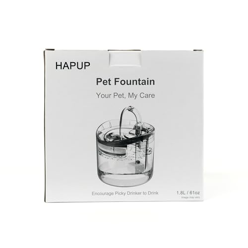 Fuente de agua para gatos, dispensador de agua para perros, de 1.8 litros, fuente automática de agua potable para mascotas, con tres filtros de repuesto, una bomba inteligente, un paquete de cepillo de limpieza, una alfombrilla de silicona para alimentos,