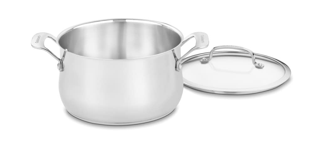 Cuisinart 419-14 Contour Olla de acero inoxidable, varios tamaños y estilos, Horno holandés, Plateado, 4.73 l, 1