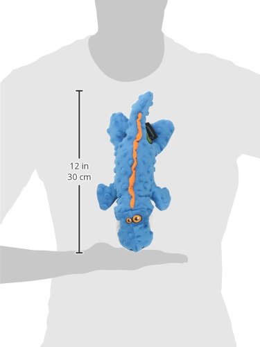 goDog Gators With Chew Guard Technology Tough Plush Dog Toy, Blue, Small