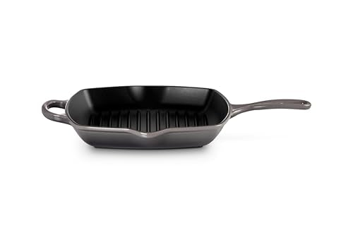 Le Creuset Parrilla cuadrada de hierro fundido esmaltado, 10.25 pulgadas, ostra