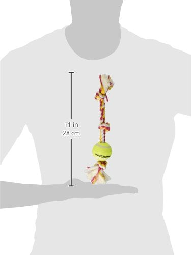 Mammoth Flossy Chews Color 3-Knot Tug with Tennis Ball, Pequeño